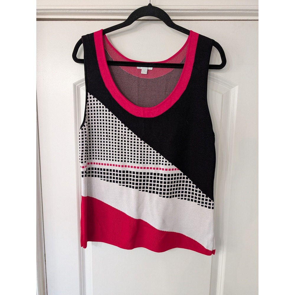 Carlisle New York Womens Geometric Colorblock Knit Tank Top Pink Large office